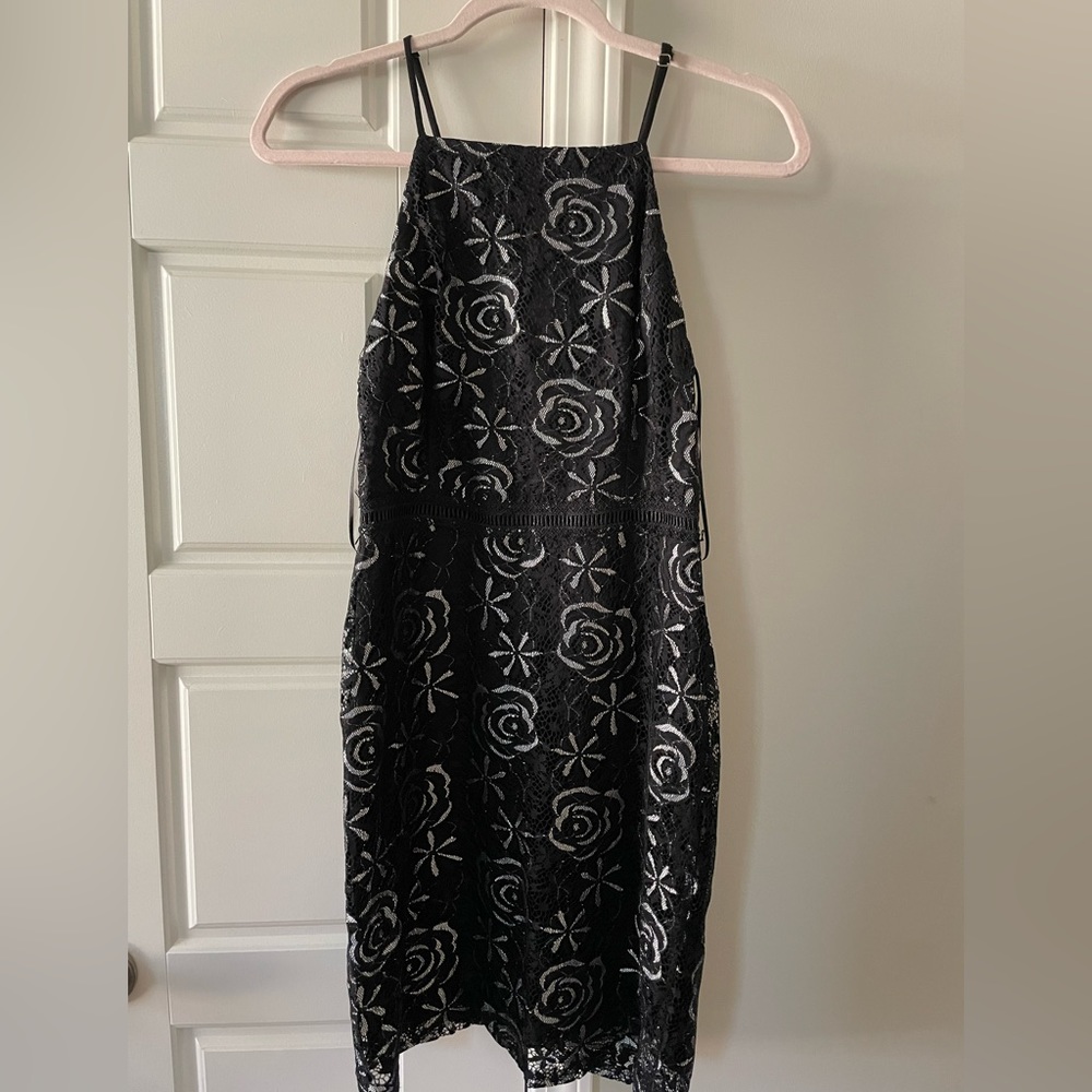 Black and Silver Lace Mini Dress